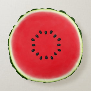 Watermelon Half with 16 Seeds Round Cushion