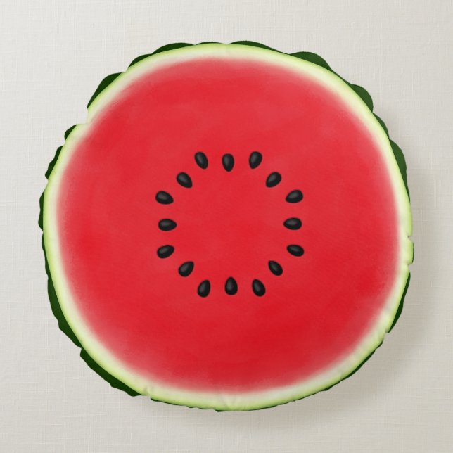 Watermelon Half with 16 Seeds Round Cushion (Front)