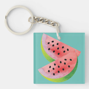 Watermelon Halves Pink Key Ring