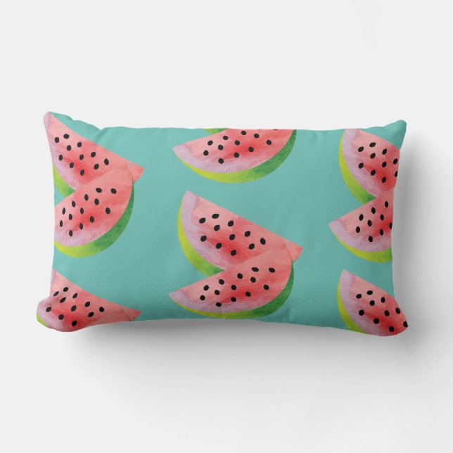 Watermelon Halves Pink Lumbar Cushion (Front)