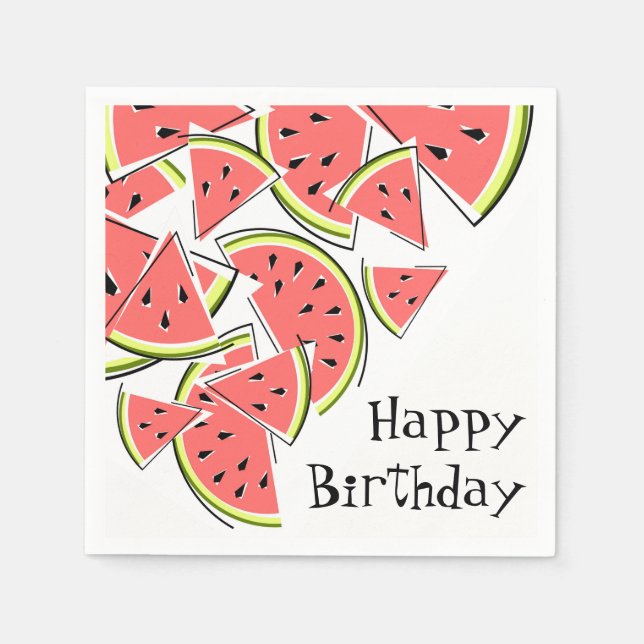 Watermelon Happy Birthday napkins paper (Front)