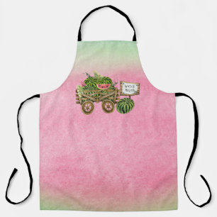 Watermelon Harvest Farmhouse Watercolor Wood Cart Apron