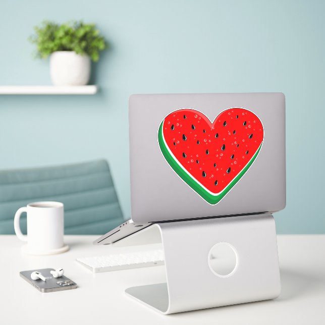 Watermelon Heart Valentine's Day Free Palestine (Laptop On Desk)
