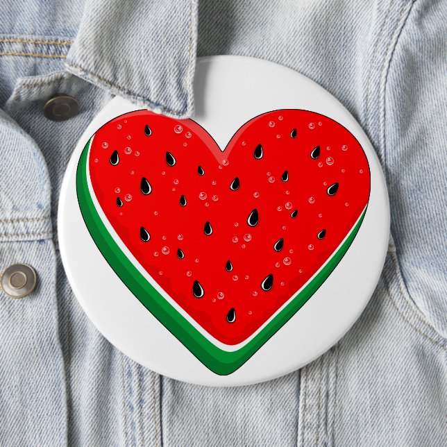 Watermelon Heart Valentine's Day Free Palestine 6 Cm Round Badge (In Situ)