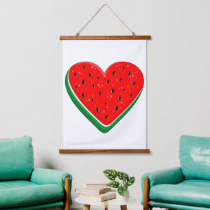 Watermelon Heart Valentine's Day Free Palestine Hanging Tapestry