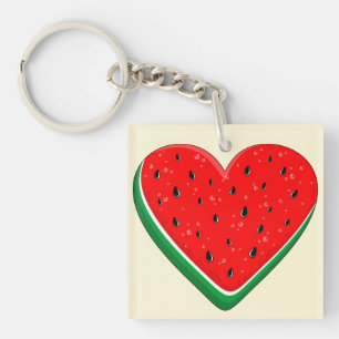 Watermelon Heart Valentine's Day Free Palestine Key Ring