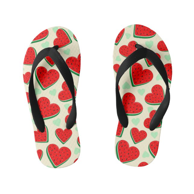 Watermelon Heart Valentine's Day Free Palestine Kid's Thongs (Footbed)