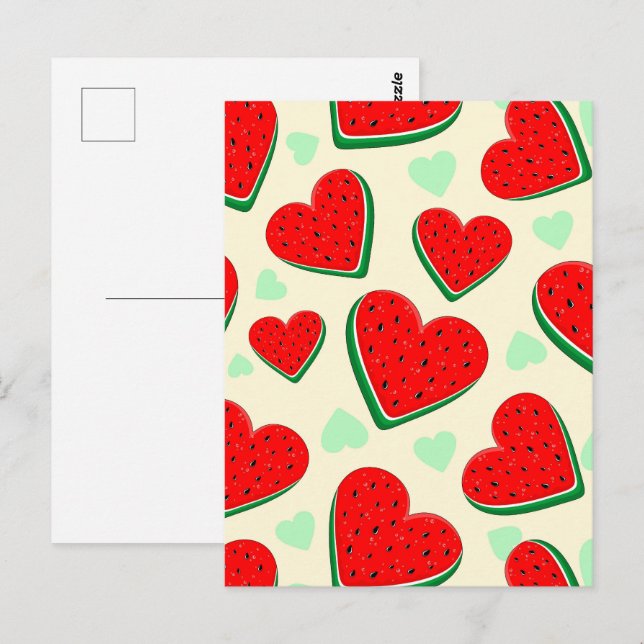 Watermelon Heart Valentine's Day Free Palestine Postcard (Front/Back)