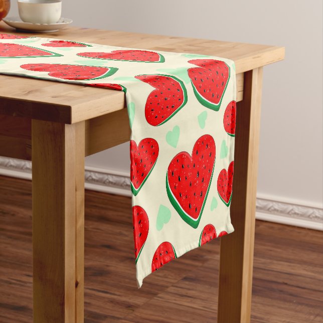 Watermelon Heart Valentine's Day Free Palestine Short Table Runner (In Situ)