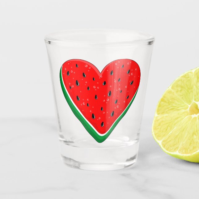 Watermelon Heart Valentine's Day Free Palestine Shot Glass (Front)