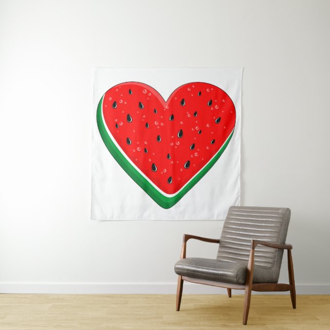 Watermelon Heart Valentine's Day Free Palestine Tapestry (In Situ)