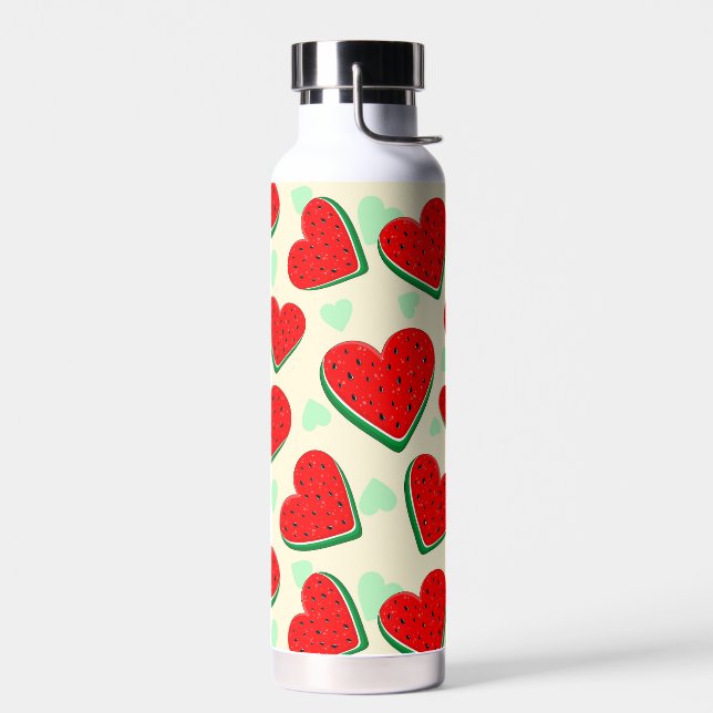 Watermelon Heart Valentine's Day Free Palestine Water Bottle (Left)