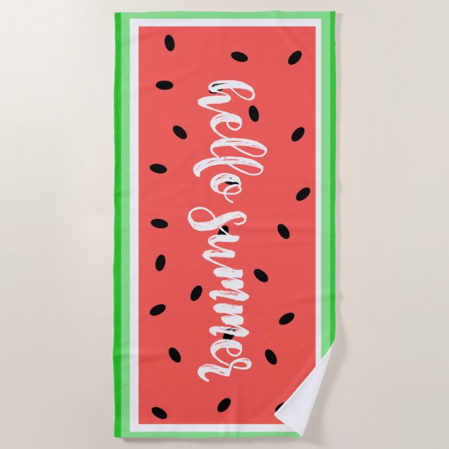 Watermelon Hello Summer ID407 Beach Towel (Front)