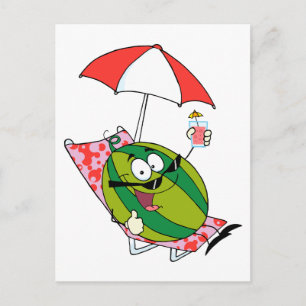 Watermelon Holding A Glass With Juice Postcard