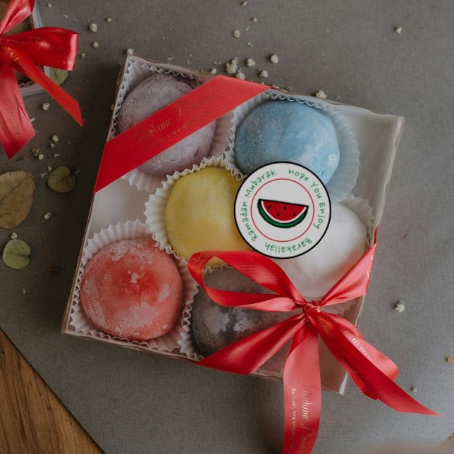 Watermelon I Hope You can Enjoy Ramadan Mubarak Classic Round Sticker (Happy Ramadan gift! Watermelon)