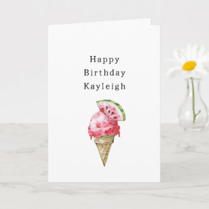 Watermelon Ice Cream Cone Birthday Card