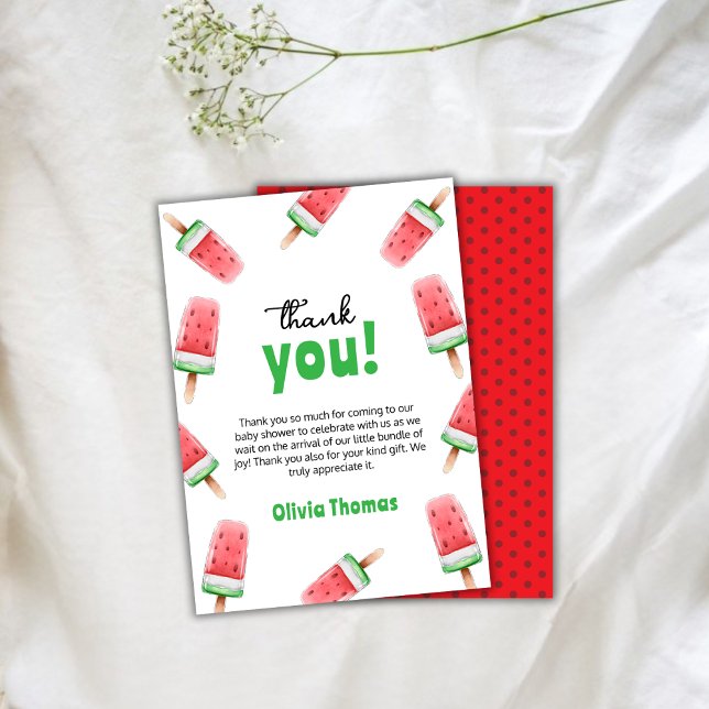 Watermelon Ice Cream Ready To Pop Baby Shower Thank You Card (Watermelon Ice Cream Ready To Pop Baby Shower Thank You Card)
