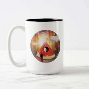 Watermelon in the Street Two-Tone Coffee Mug