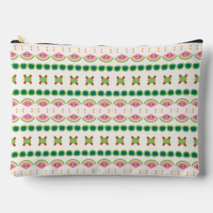 Watermelon-inspired geometric stripe pattern accessory pouch