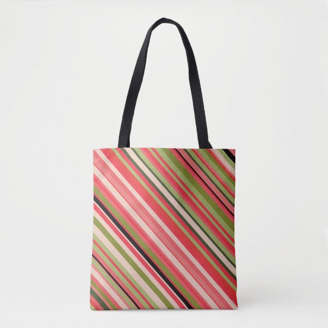Watermelon-Inspired Stripes Pattern Tote Bag (Front)