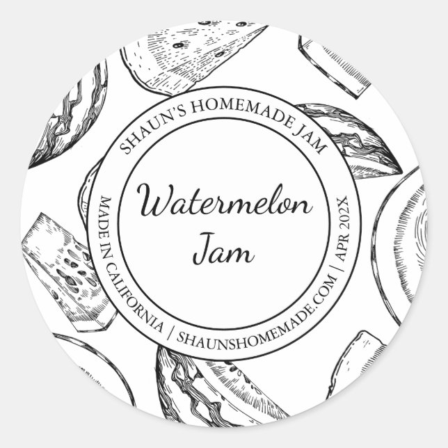 Watermelon Jam Sketch Modern label (Front)