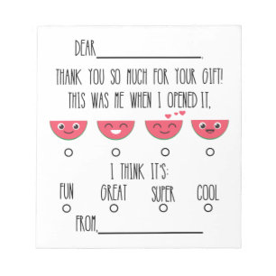 Watermelon Kids Thank You Notepad