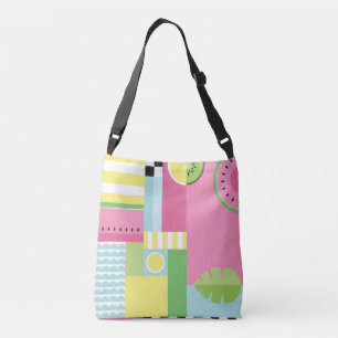 Watermelon, kiwi, summer fun colourful pattern crossbody bag