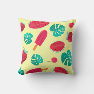 Watermelon leaves strawberry cushion