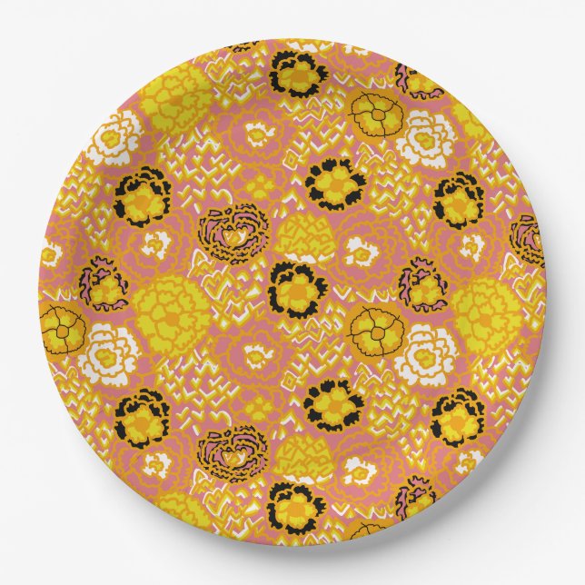 Watermelon Lemon Gold Paper Plate (Front)