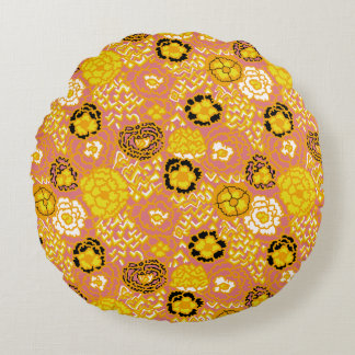 Watermelon Lemon Gold Round Cushion