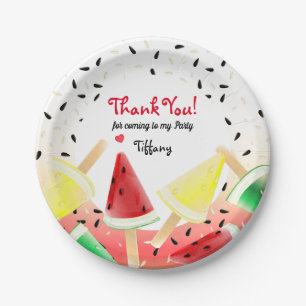 Watermelon Lemon Lime Fruit Popsicle   Thank You Paper Plate