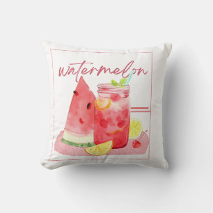 Watermelon Lemonade Watercolor Art Cushion