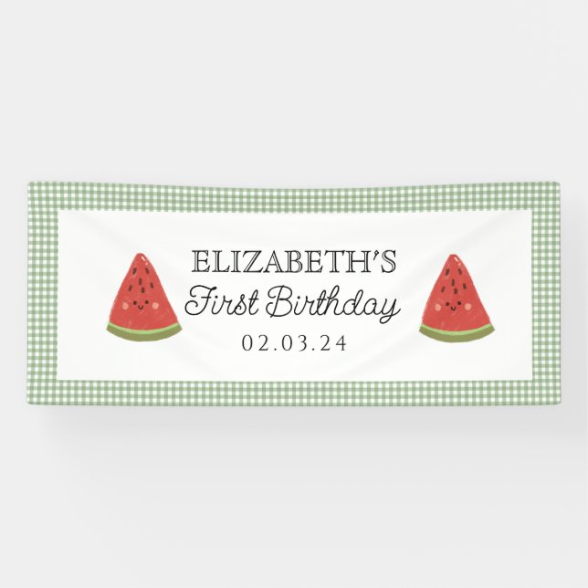 Watermelon Little Sweet Melon Birthday Banner (Horizontal)