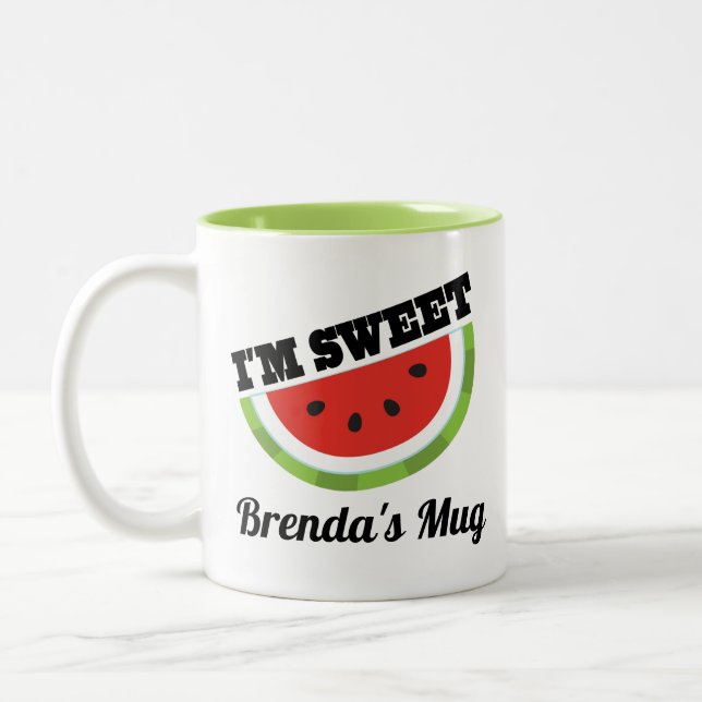 Watermelon Lover Personalized Gift Two-Tone Coffee Mug (Left)