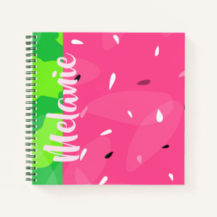 Watermelon Melon Seeds Pink Green Personalised Notebook