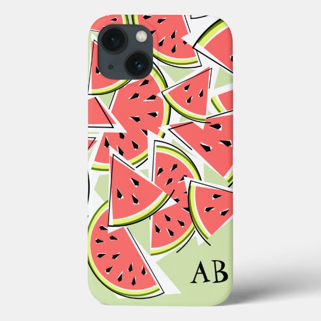 Watermelon 'Monogram' green iPad case vertical (Back)
