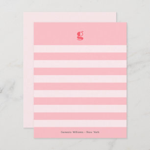 Watermelon Monogram Name Stripes Budget Note Card