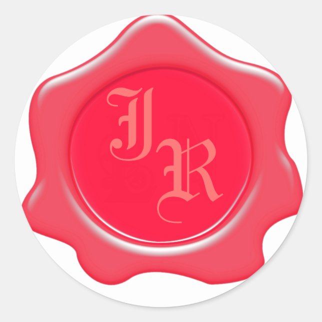 Watermelon Monogram Wax Seal Wedding Stickers (Front)