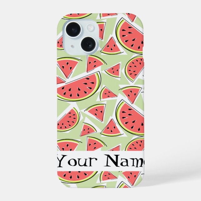 Watermelon 'Name' Multi green iPhone case (Back)