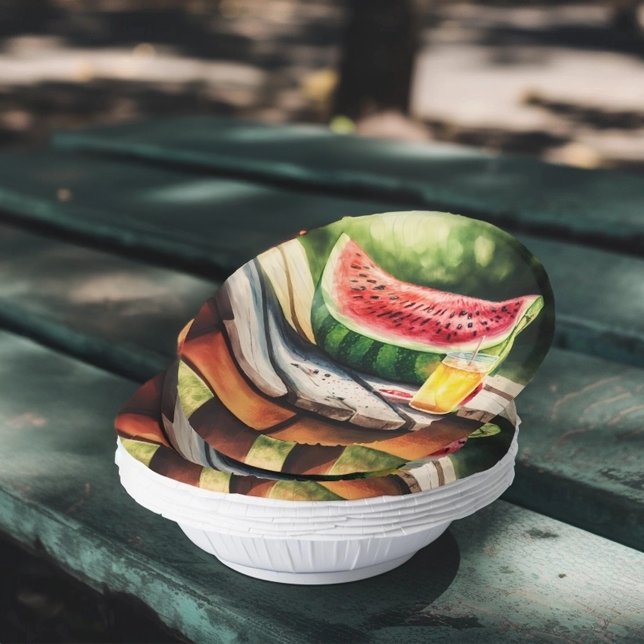 Watermelon On A Picnic Table Paper Plate (Creator Uploaded)