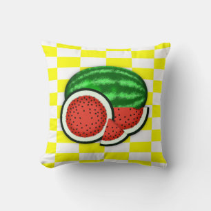 Watermelon on Gold Background Cushion