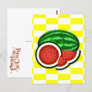 Watermelon on Gold Background Postcard