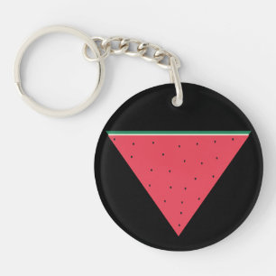 Watermelon on inverted red triangle resistance key ring