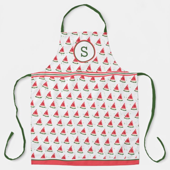 Watermelon On Splatter Monogrammed Apron (Front)