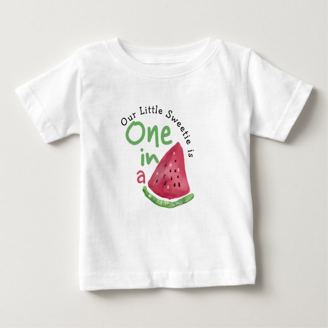 Watermelon One in a Melon 1st Birthday Baby T-Shirt (Front)