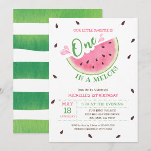 Watermelon One In A Melon 1st Birthday Invitation