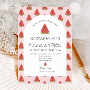 Watermelon One in a Melon 1st Birthday Invitation