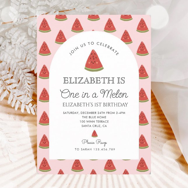 Watermelon One in a Melon 1st Birthday Invitation (Creator Uploaded)