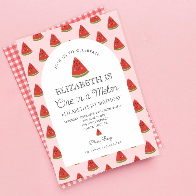 Watermelon One in a melon 1st birthday  Invitation (Creator Uploaded)