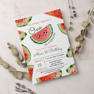 Watermelon One In A Melon 1st Birthday Invitation
